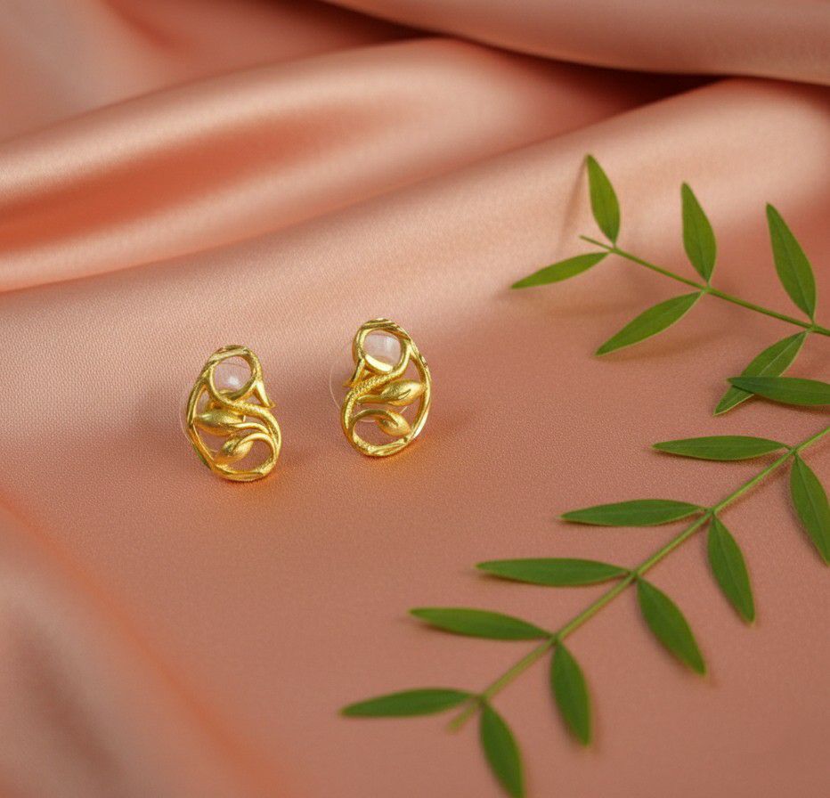 Micro Gold Plated 2-in-1 Latkan Earrings for Women | Brass Stud Earrings | Elegant Daily Wear Jewellery | EA-41