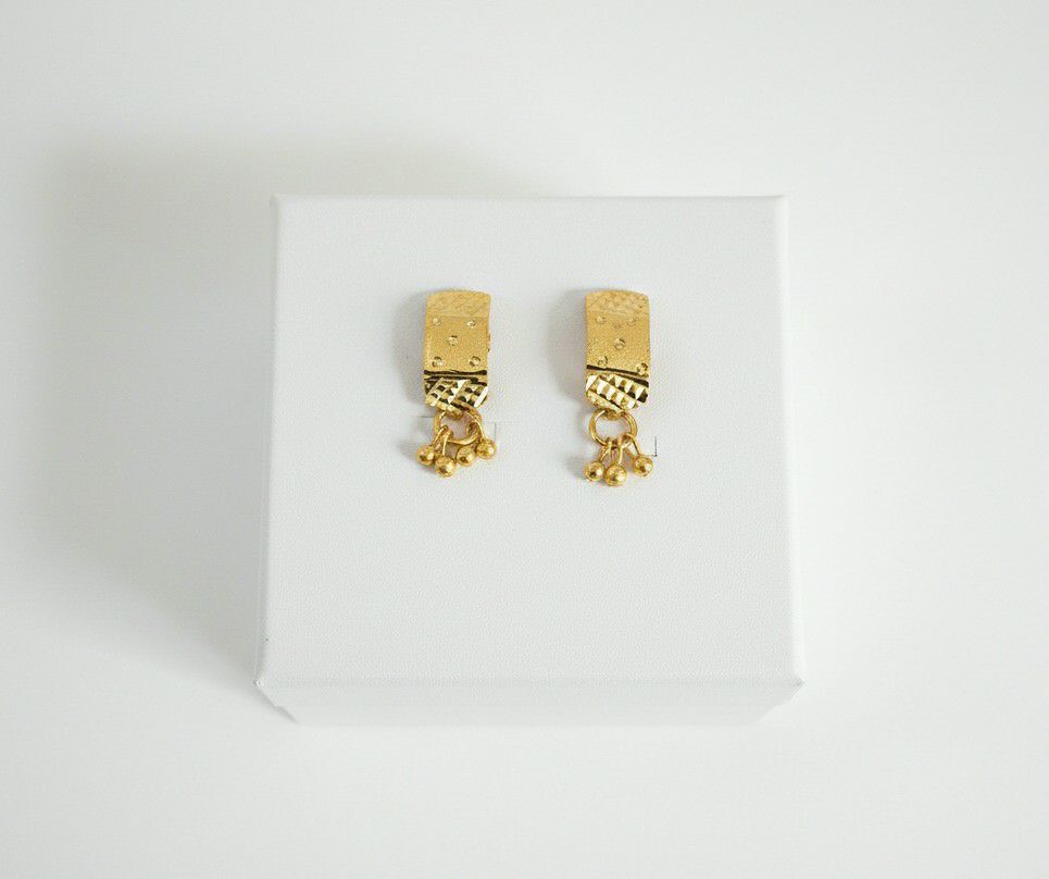 Micro Gold Plated Square Stud Earrings for Women | Brass Small Latkan Earrings | Minimal Daily Wear Jewellery | EA-42