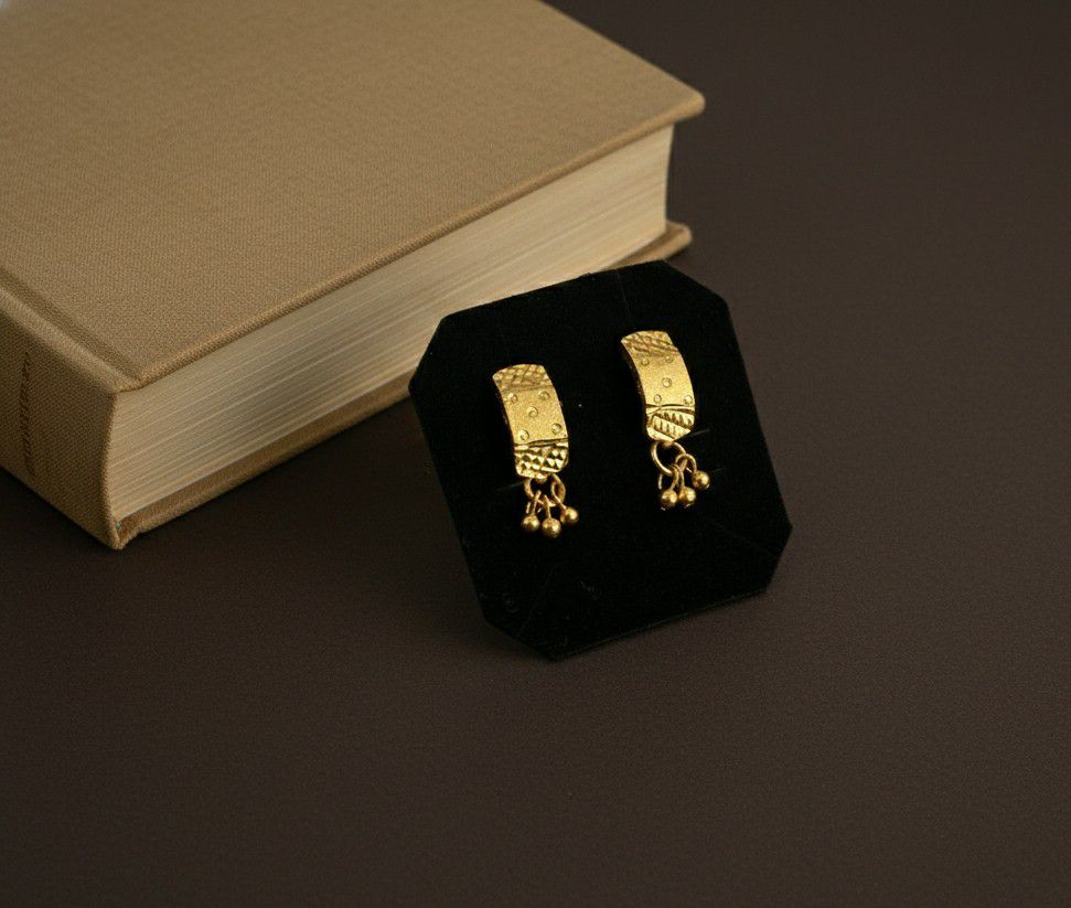 Micro Gold Plated Square Stud Earrings for Women | Brass Small Latkan Earrings | Minimal Daily Wear Jewellery | EA-42