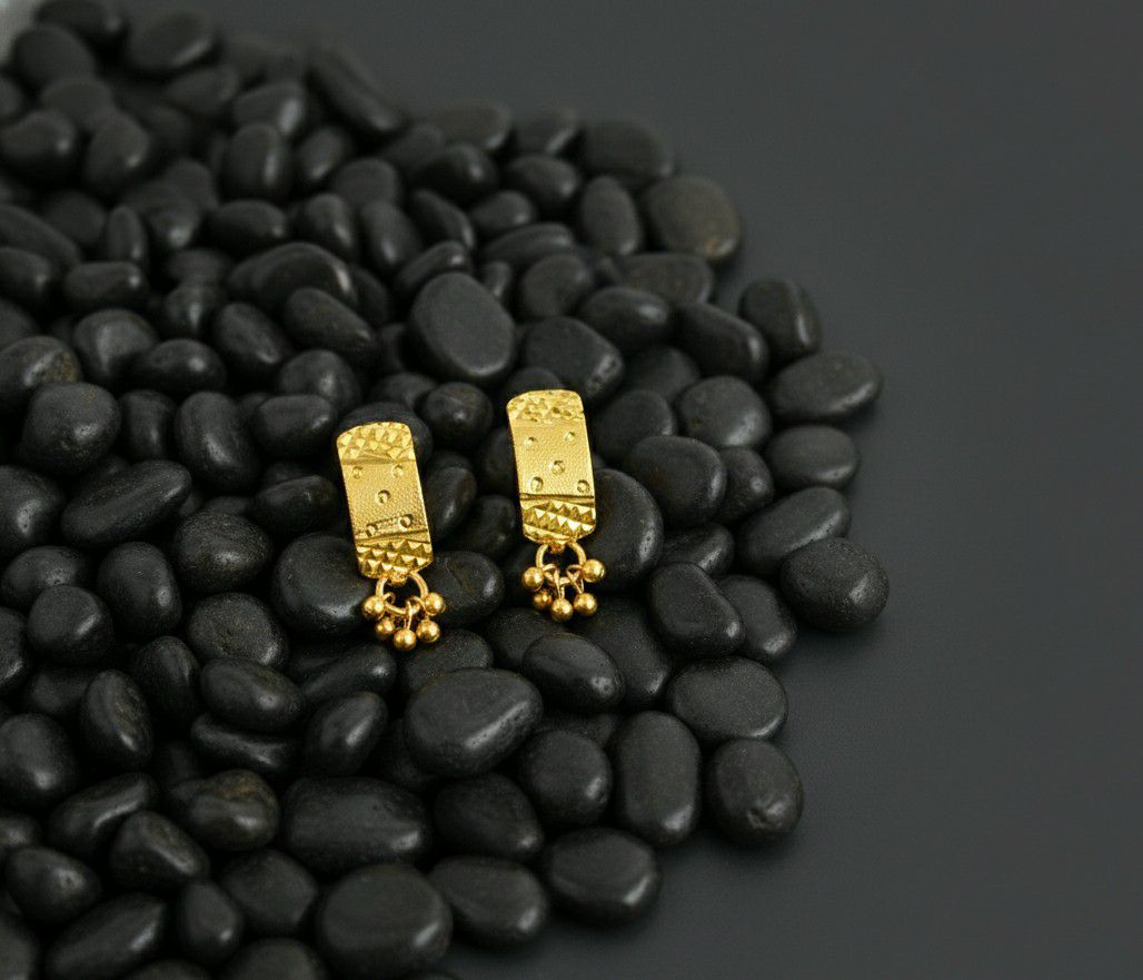 Micro Gold Plated Square Stud Earrings for Women | Brass Small Latkan Earrings | Minimal Daily Wear Jewellery | EA-42