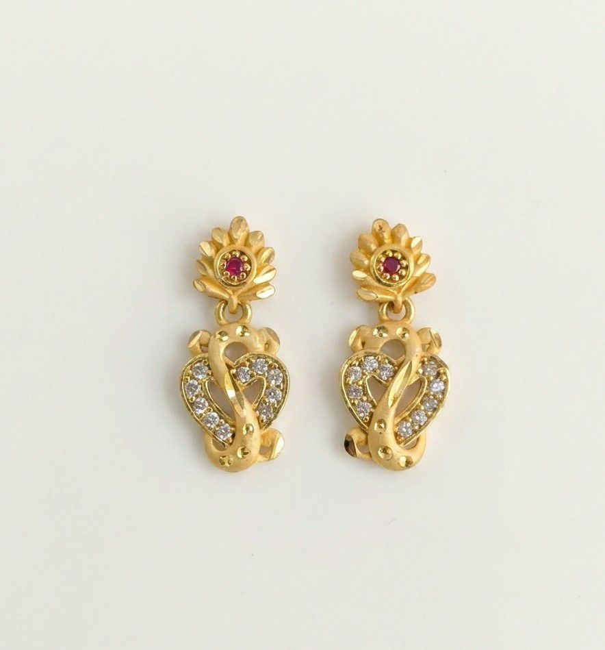 Micro Gold Plated Heart Latkan Earrings for Women | Brass Small Stud Earrings | Elegant Daily Wear Jewellery | EA-43