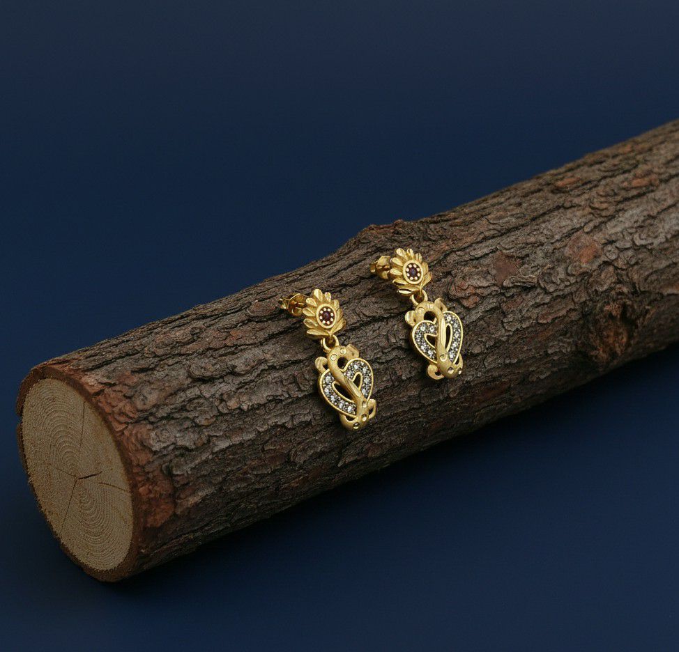 Micro Gold Plated Heart Latkan Earrings for Women | Brass Small Stud Earrings | Elegant Daily Wear Jewellery | EA-43