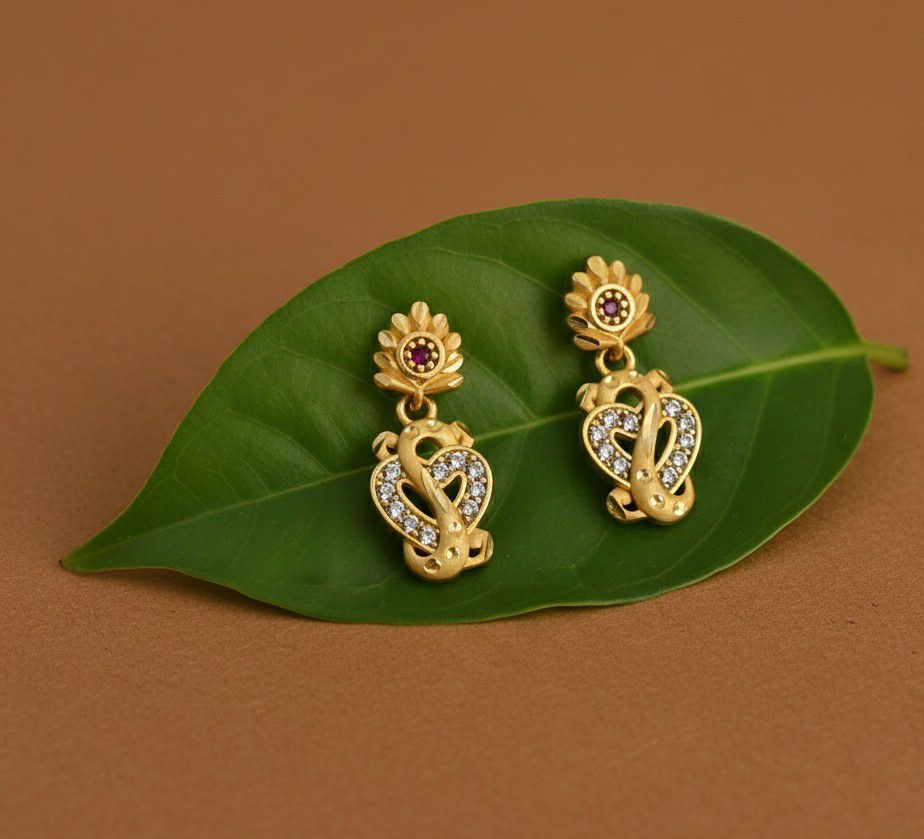 Micro Gold Plated Heart Latkan Earrings for Women | Brass Small Stud Earrings | Elegant Daily Wear Jewellery | EA-43