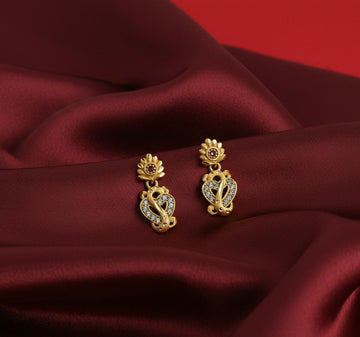 Micro Gold Plated Heart Latkan Earrings for Women | Brass Small Stud Earrings | Elegant Daily Wear Jewellery | EA-43
