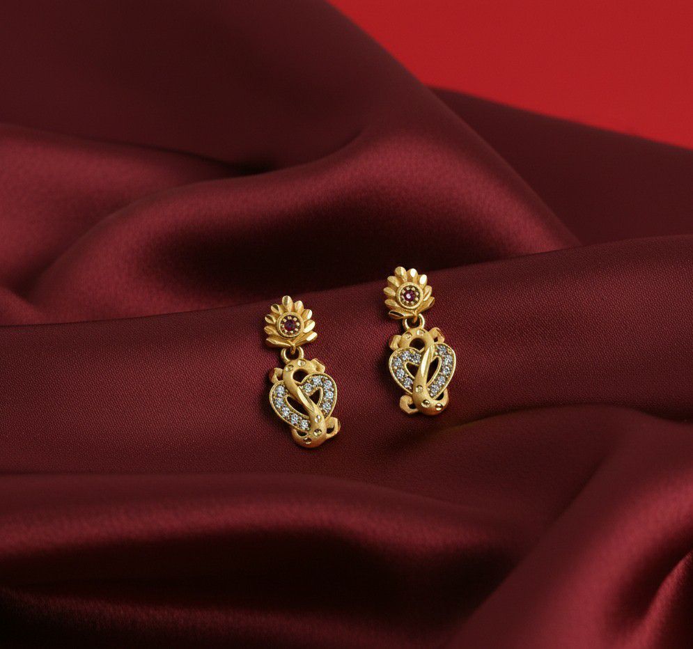 Micro Gold Plated Heart Latkan Earrings for Women | Brass Small Stud Earrings | Elegant Daily Wear Jewellery | EA-43