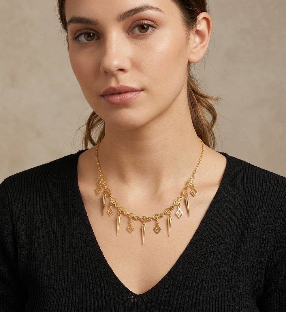 Gold PVD Coated Dokiya Tanmaniya Necklace for Women | Adjustable Minimal Chain Necklace | Daily Wear Jewellery | Imitation Jewellery | N-28