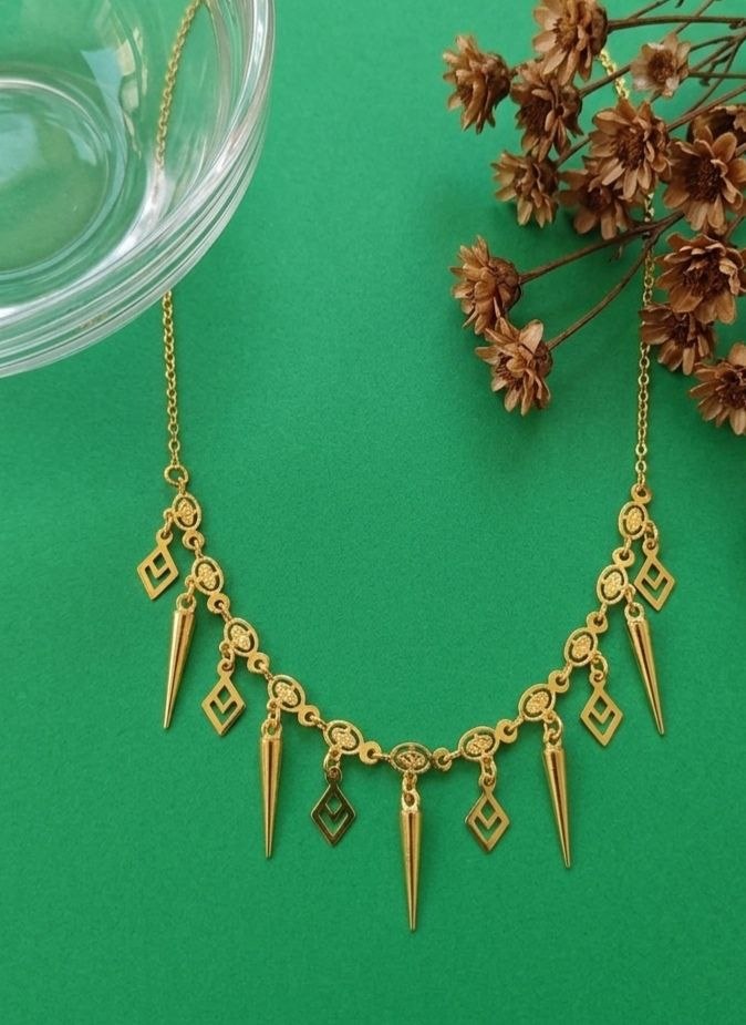 Gold PVD Coated Dokiya Tanmaniya Necklace for Women | Adjustable Minimal Chain Necklace | Daily Wear Jewellery | Imitation Jewellery | N-28
