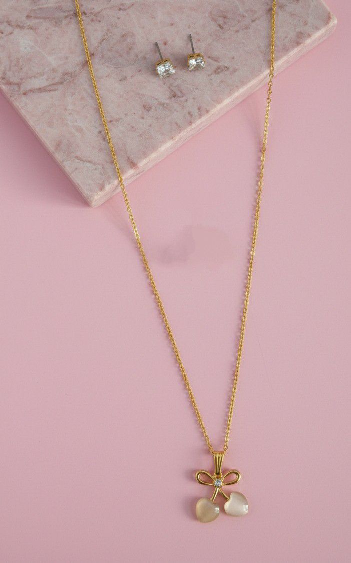 Gold Plated American Diamond Pendant Chain Set for Women | Stylish Chain with Earrings | Brass & Copper Jewellery | CP-51
