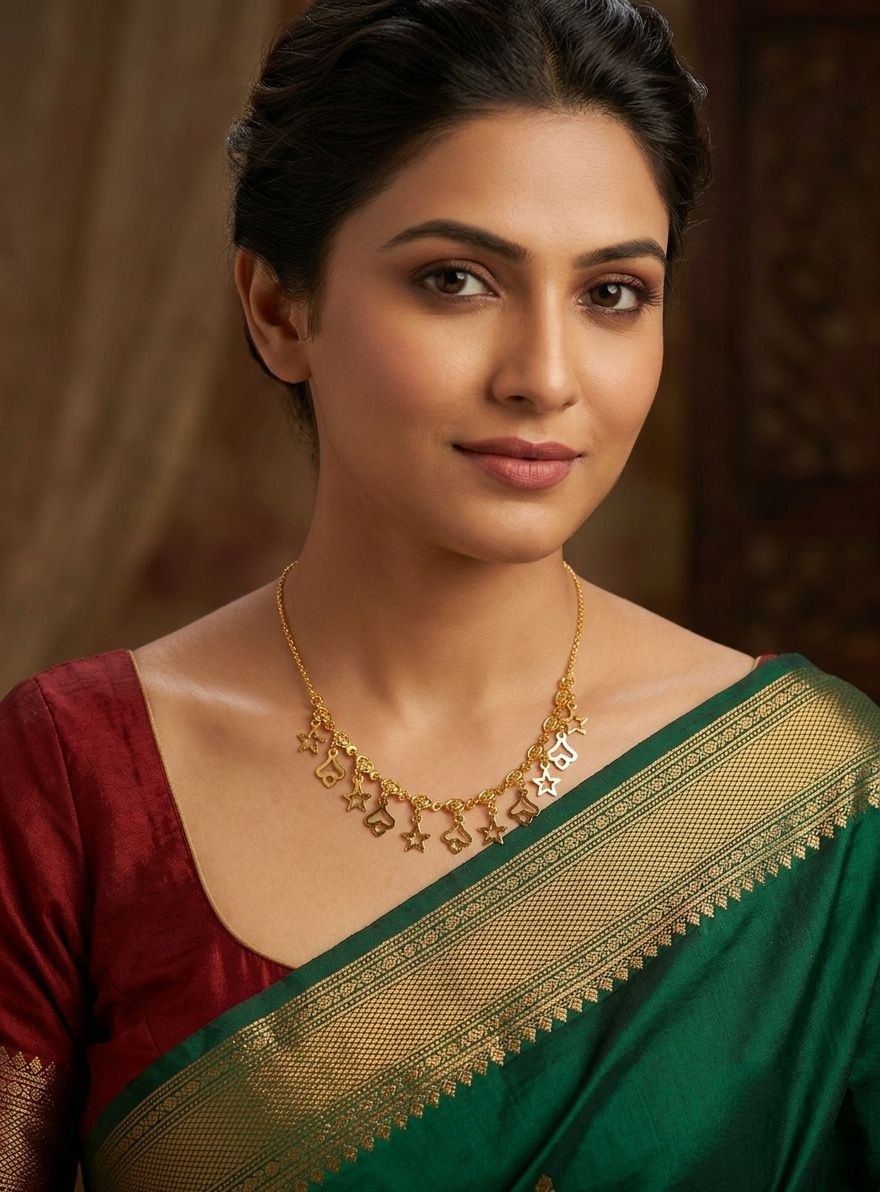Gold PVD Coated Dokiya Tanmaniya Necklace for Women | Adjustable Minimal Chain Necklace | Daily Wear Jewellery | Imitation Jewellery  | N-29
