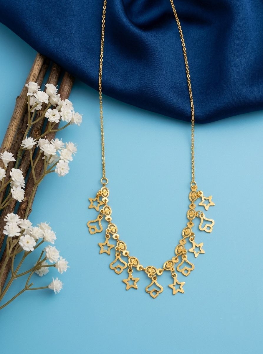 Gold PVD Coated Dokiya Tanmaniya Necklace for Women | Adjustable Minimal Chain Necklace | Daily Wear Jewellery | Imitation Jewellery  | N-29