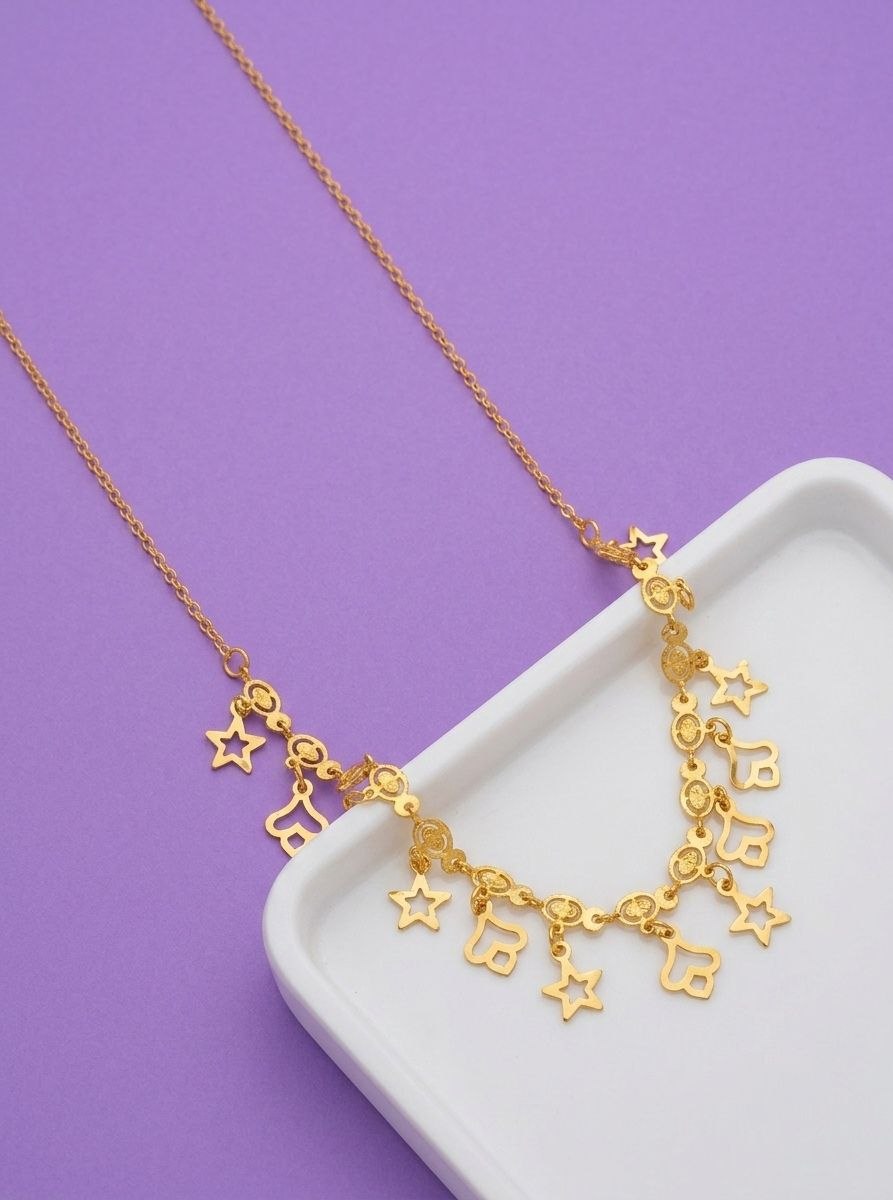 Gold PVD Coated Dokiya Tanmaniya Necklace for Women | Adjustable Minimal Chain Necklace | Daily Wear Jewellery | Imitation Jewellery  | N-29