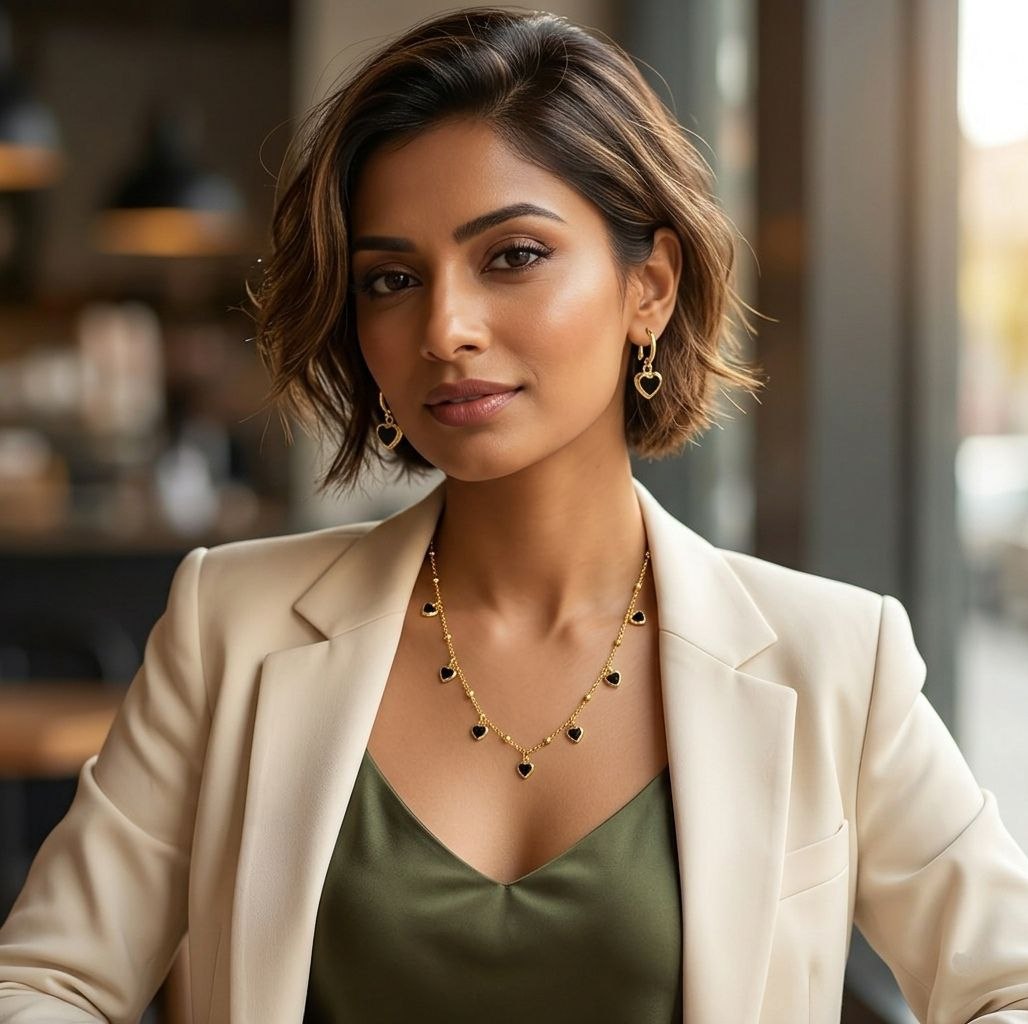 Gold PVD Coated Heart Dokiya Necklace with Earrings | Adjustable Chain Necklace for Women | Stylish Neck Dokiya Set | Imitation Jewellery | N-30