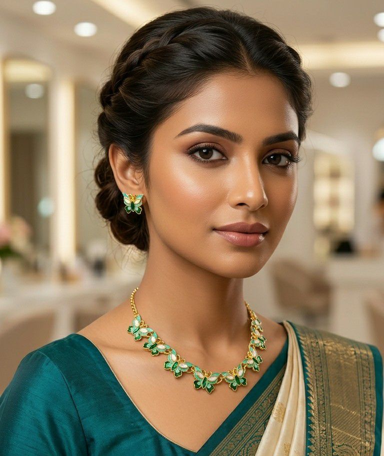 Gold Plated Butterfly Meenakari Necklace Set for Women | Adjustable Chain Necklace with Matching Earrings | Traditional & Western Jewellery  | Imitation Jewellery | N-15