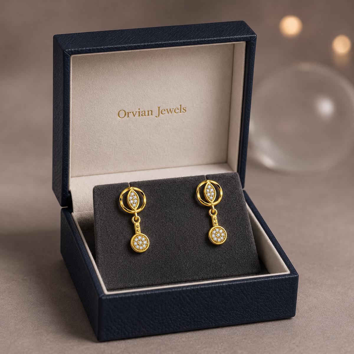 Elara Orbit Crystal Drop Earrings GWE 288