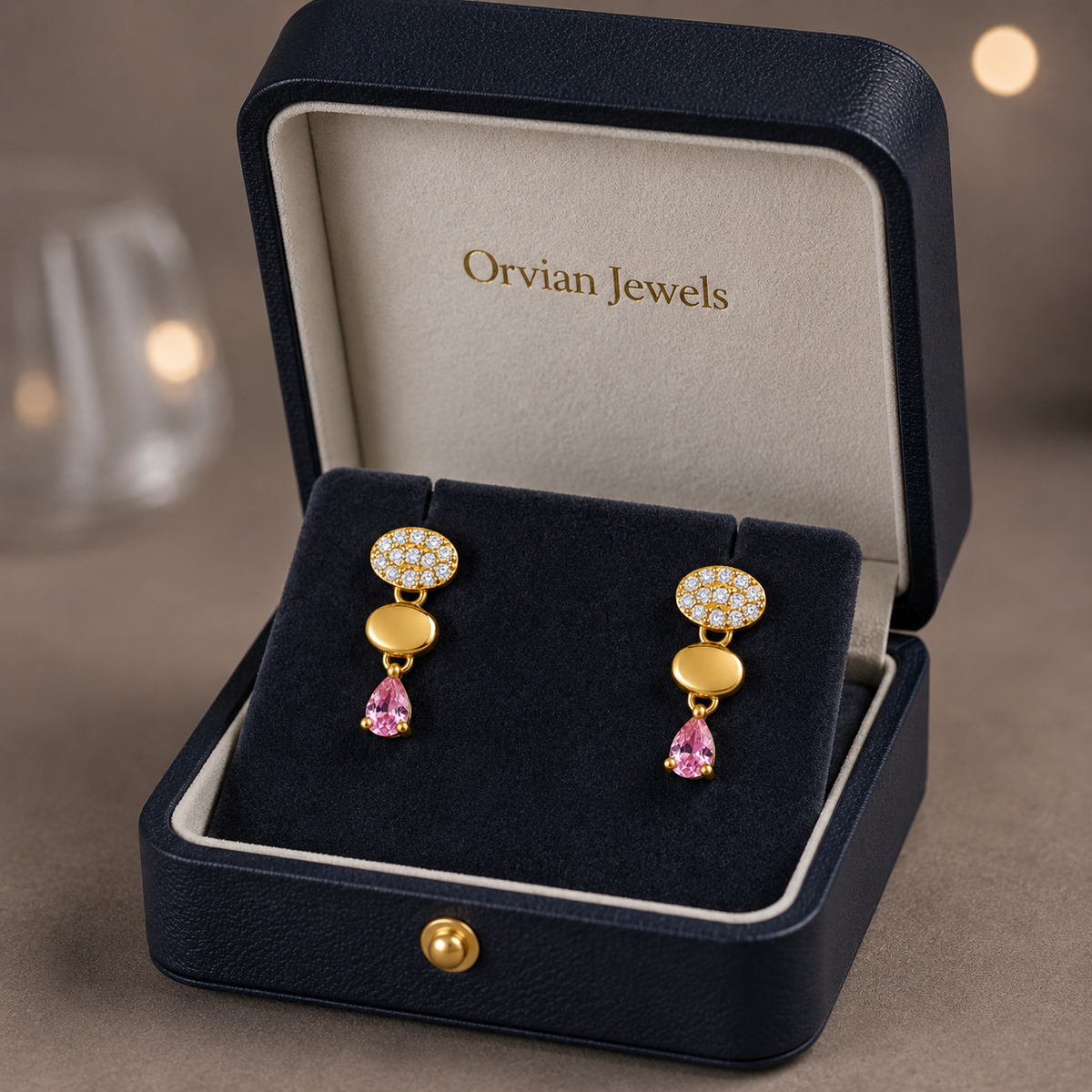 Elowen Pink Dewdrop Earrings GWE 305