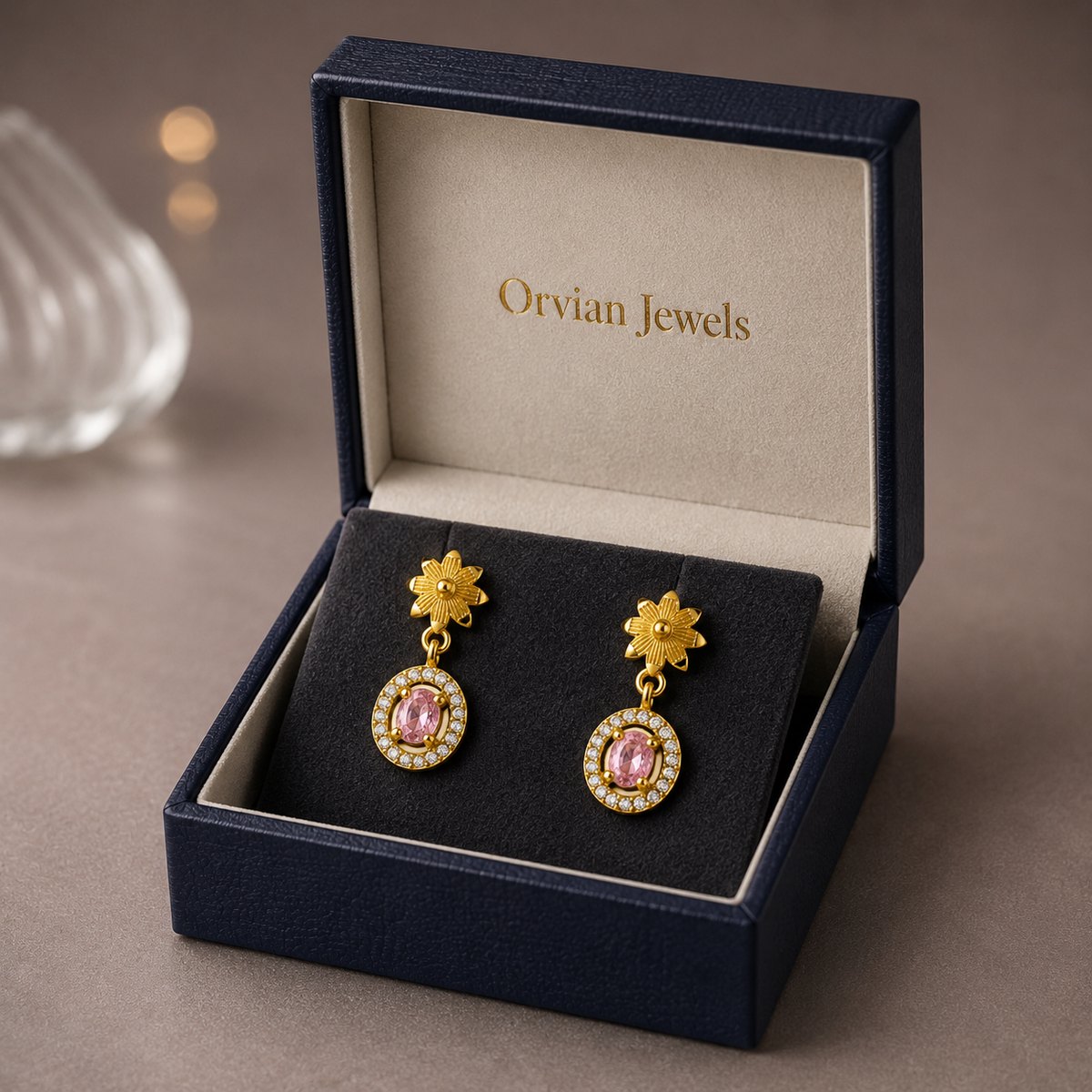 Flora Blush Oval Drop Earrings GWE 278