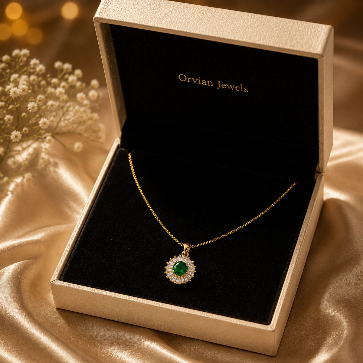 Emerald Halo Women’s Necklace GWN 82