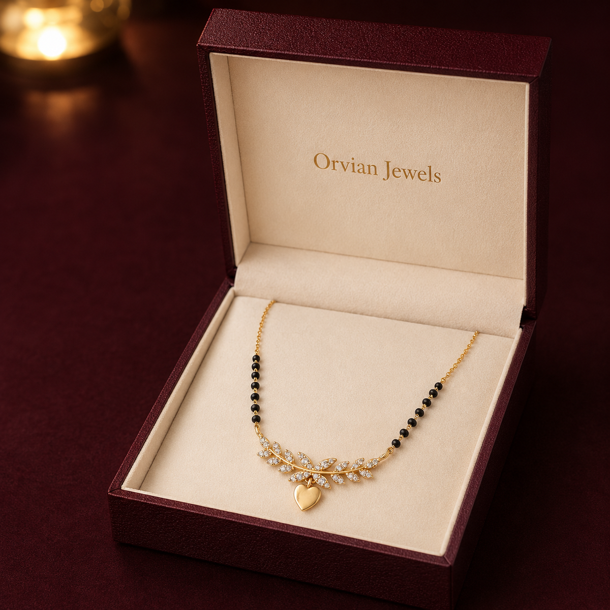 Amora Crystal Leaf Heart Women’s Mangalsutra GWM 1
