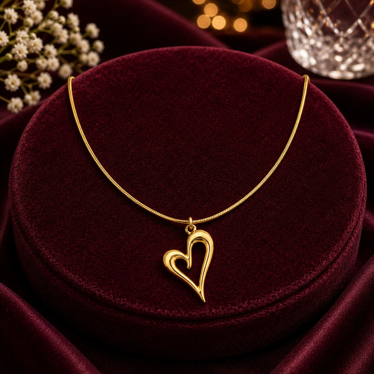 Modern Abstract Open Heart Necklace GWN -62