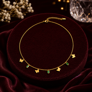 Modern Emerald Butterfly Charm Necklace GWN -105