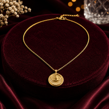 Modern Sunburst Medallion Teardrop Necklace GWN -158