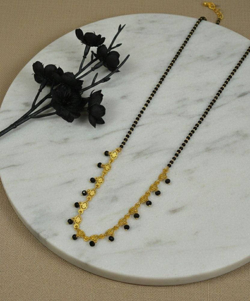 Traditional Gold Plated Heart Dokiya Mangalsutra for Women | Long Black Beads Brass Mangalsutra | Daily Wear & Party Wear | M-38