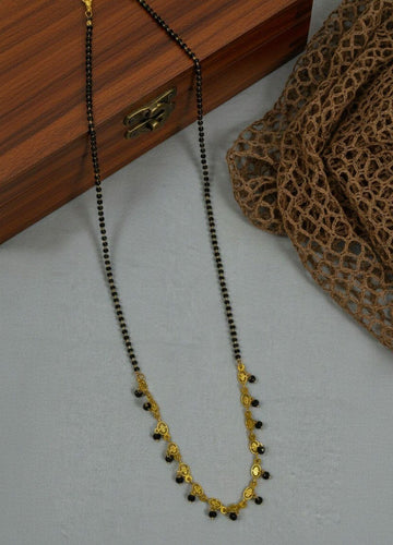 Traditional Gold Plated Heart Dokiya Mangalsutra for Women | Long Black Beads Brass Mangalsutra | Daily Wear & Party Wear | M-38